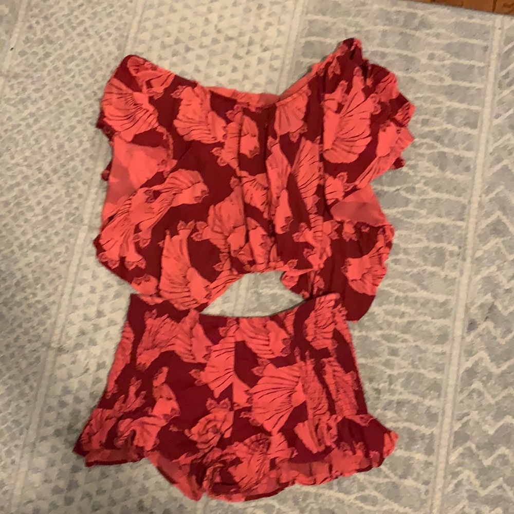 Free People Red floral set